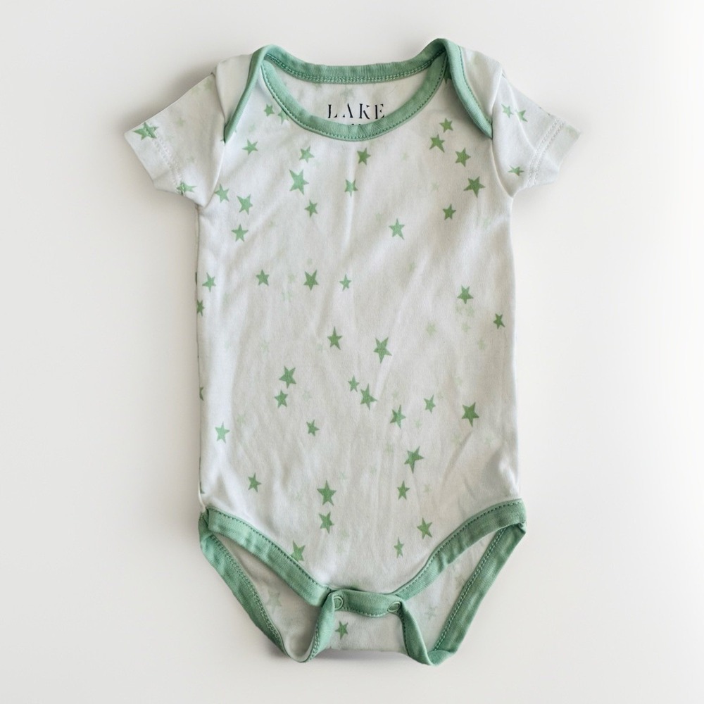 Lake baby Bodysuit 0-3 M Pima Cotton Stars Unisex One Piece Romper Short Sleeves